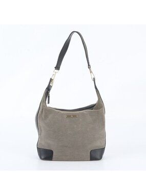 Gucci Hobo Leather Canvas Shoulder Bag Hand Brown